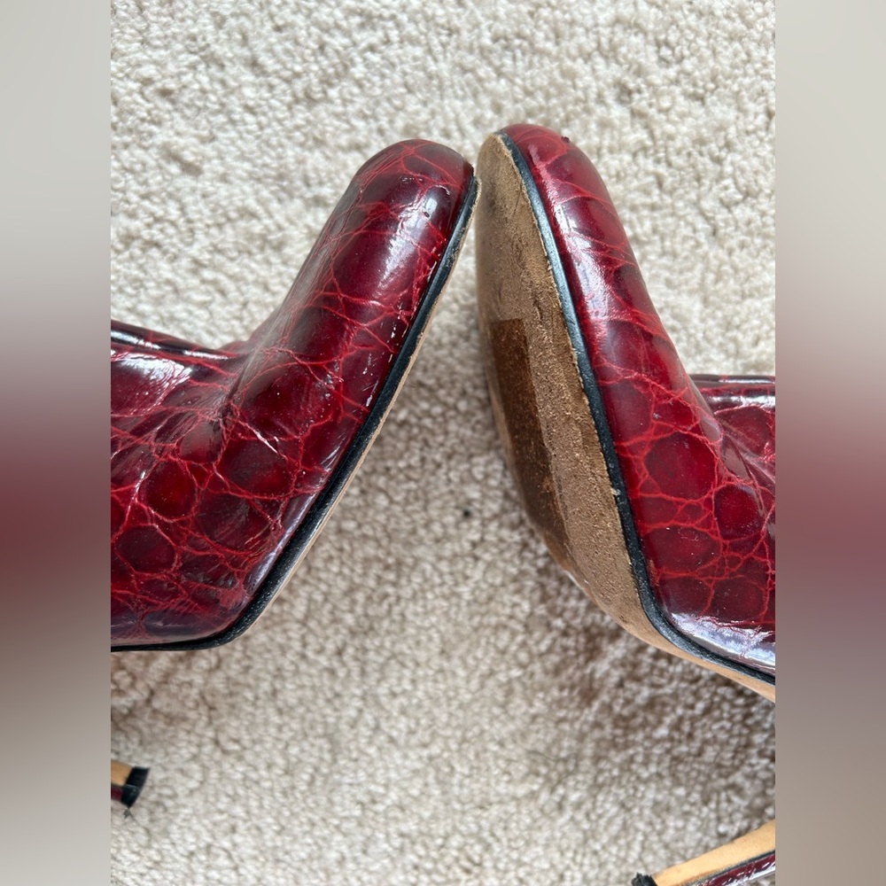 Kate Spade Katrina Burgundy Crocodile Alligator Boots - Picture 8 of 14